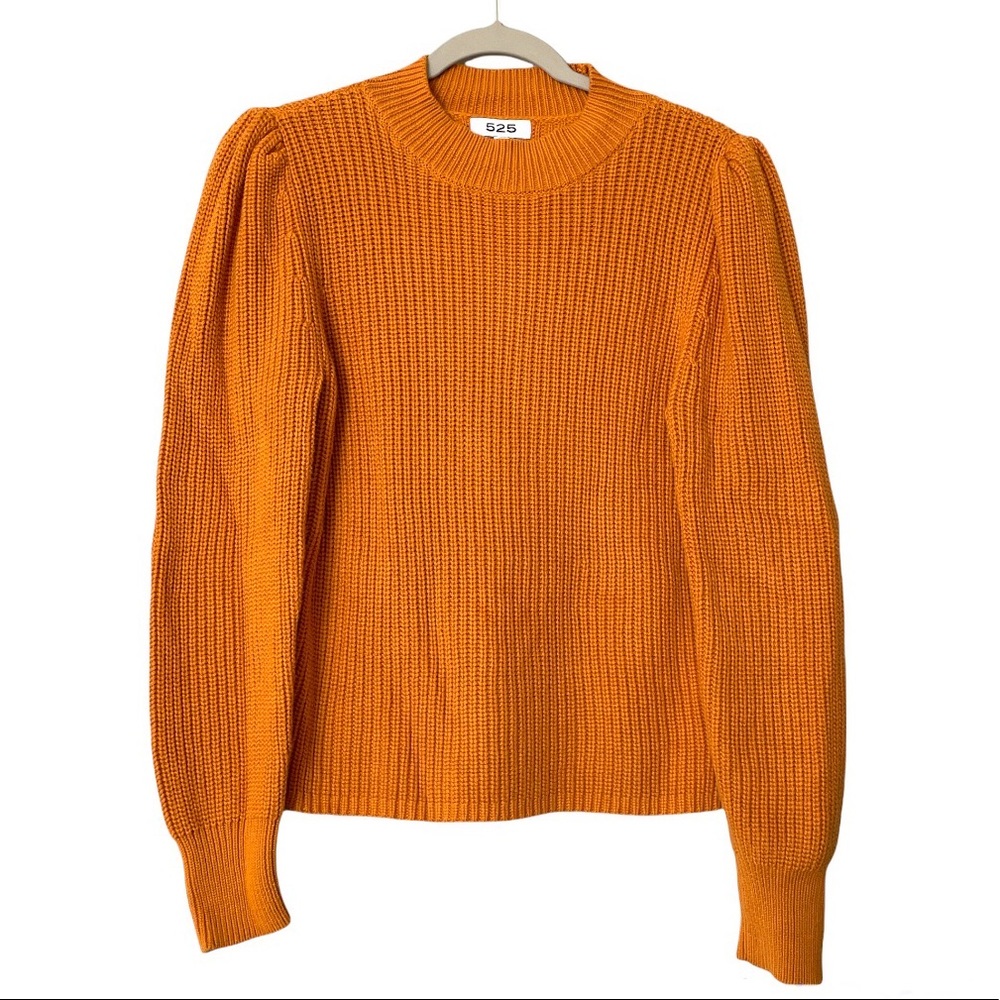 525 America Gold Pullover Crew Neck Sweater Gathered Shoulders Size Medium